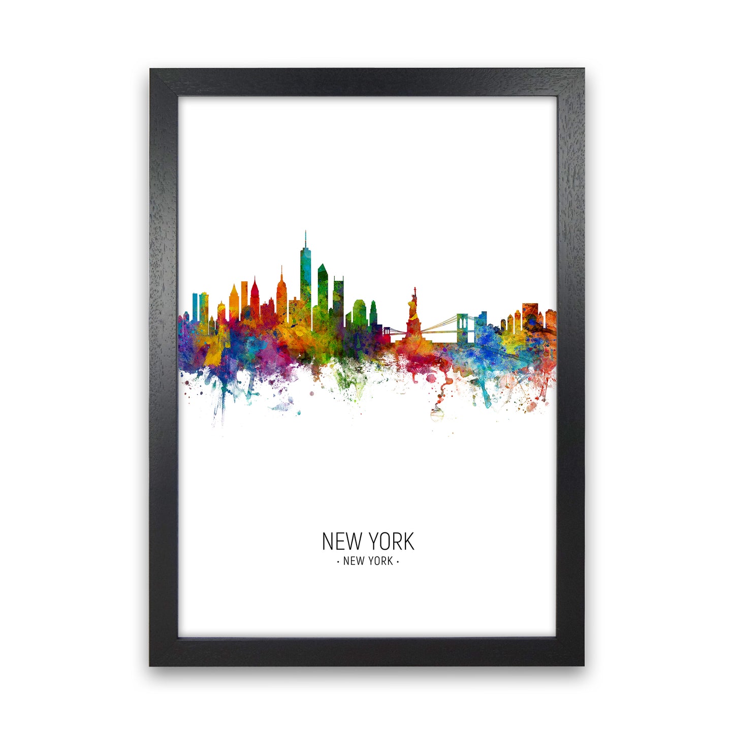 New York New York Skyline Portrait Art Print by Michael Tompsett Black Grain