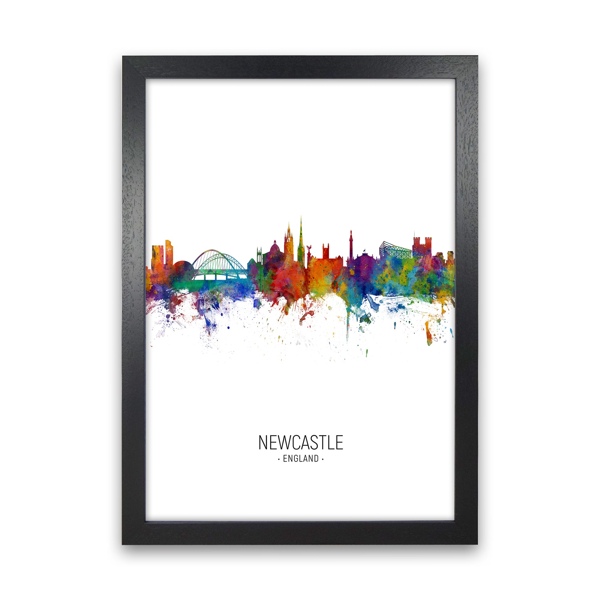 Newcastle England Skyline Portrait Art Print by Michael Tompsett Black Grain