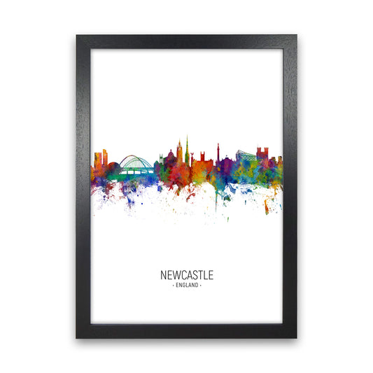 Newcastle England Skyline Portrait Art Print by Michael Tompsett Black Grain