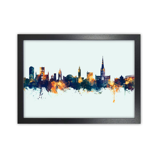 Norwich England Skyline Blue Orange Art Print by Michael Tompsett Black Grain