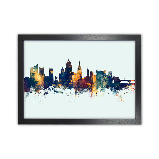 Nottingham England Skyline Blue Orange Art Print by Michael Tompsett Black Grain