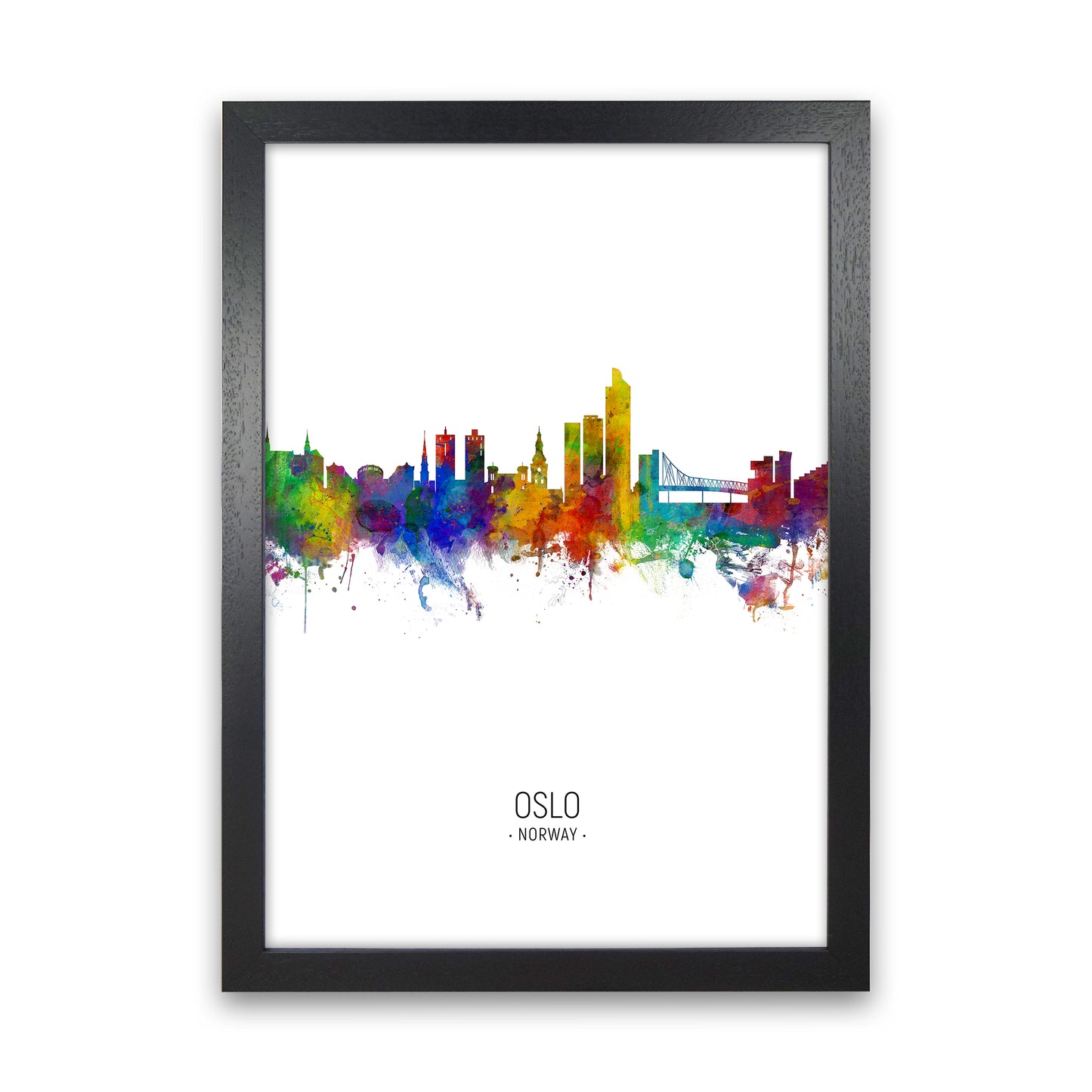 Oslo Norway Skyline Portrait Art Print by Michael Tompsett Black Grain
