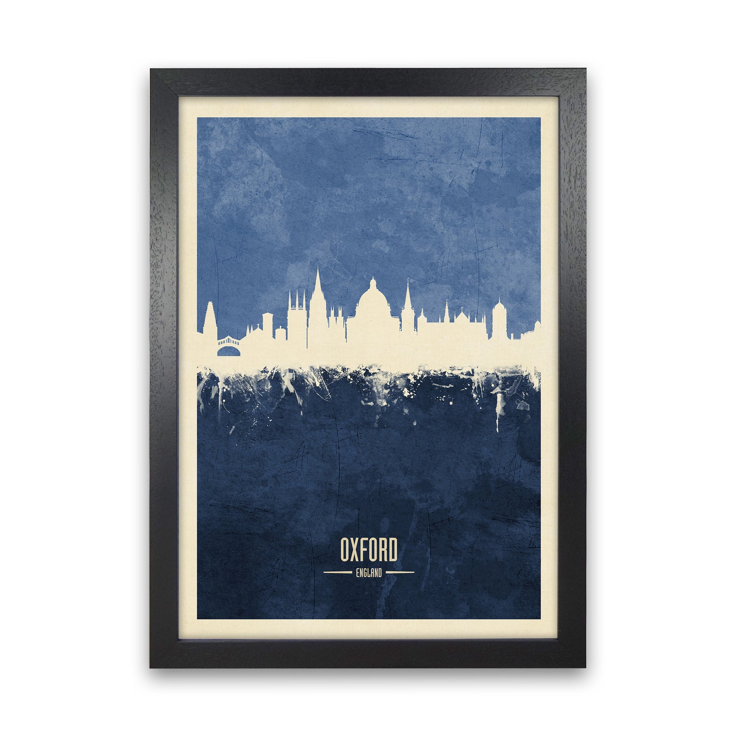 Oxford England Skyline Portrait Navy Art Print by Michael Tompsett Black Grain