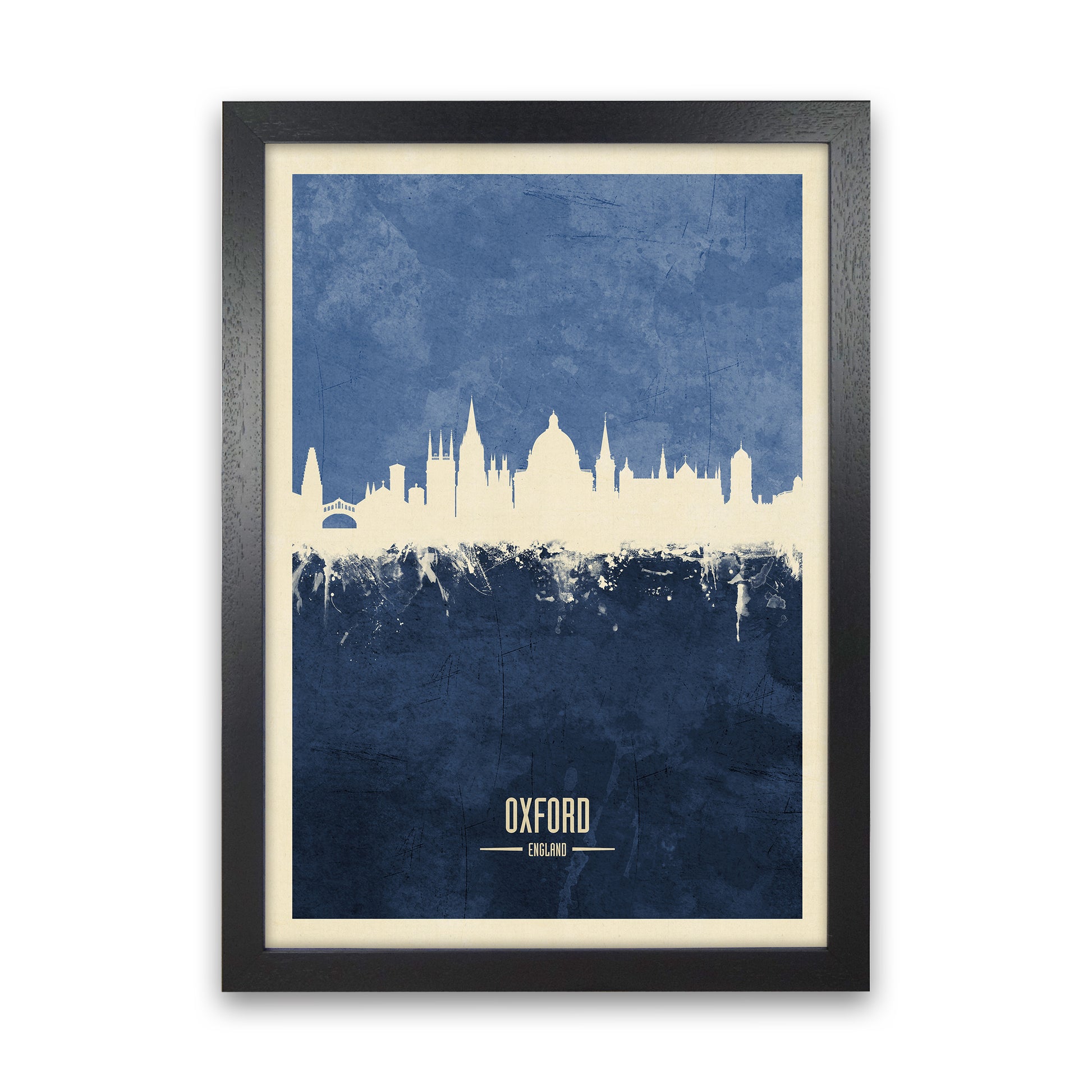 Oxford England Skyline Portrait Navy Art Print by Michael Tompsett Black Grain