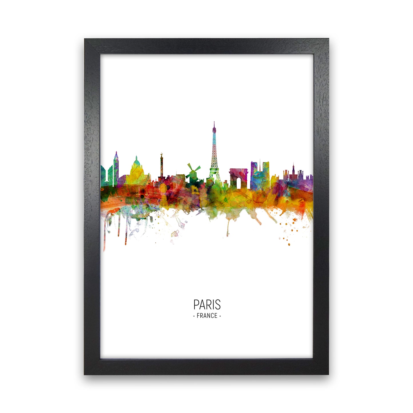 Paris France Skyline Portrait Art Print by Michael Tompsett Black Grain