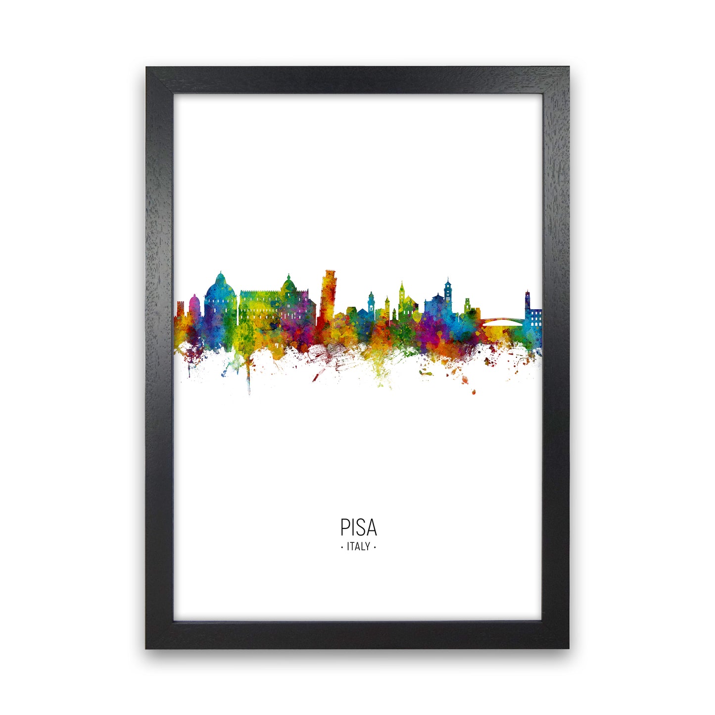 Pisa Italy Skyline Portrait Art Print by Michael Tompsett Black Grain