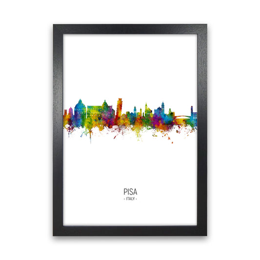 Pisa Italy Skyline Portrait Art Print by Michael Tompsett Black Grain