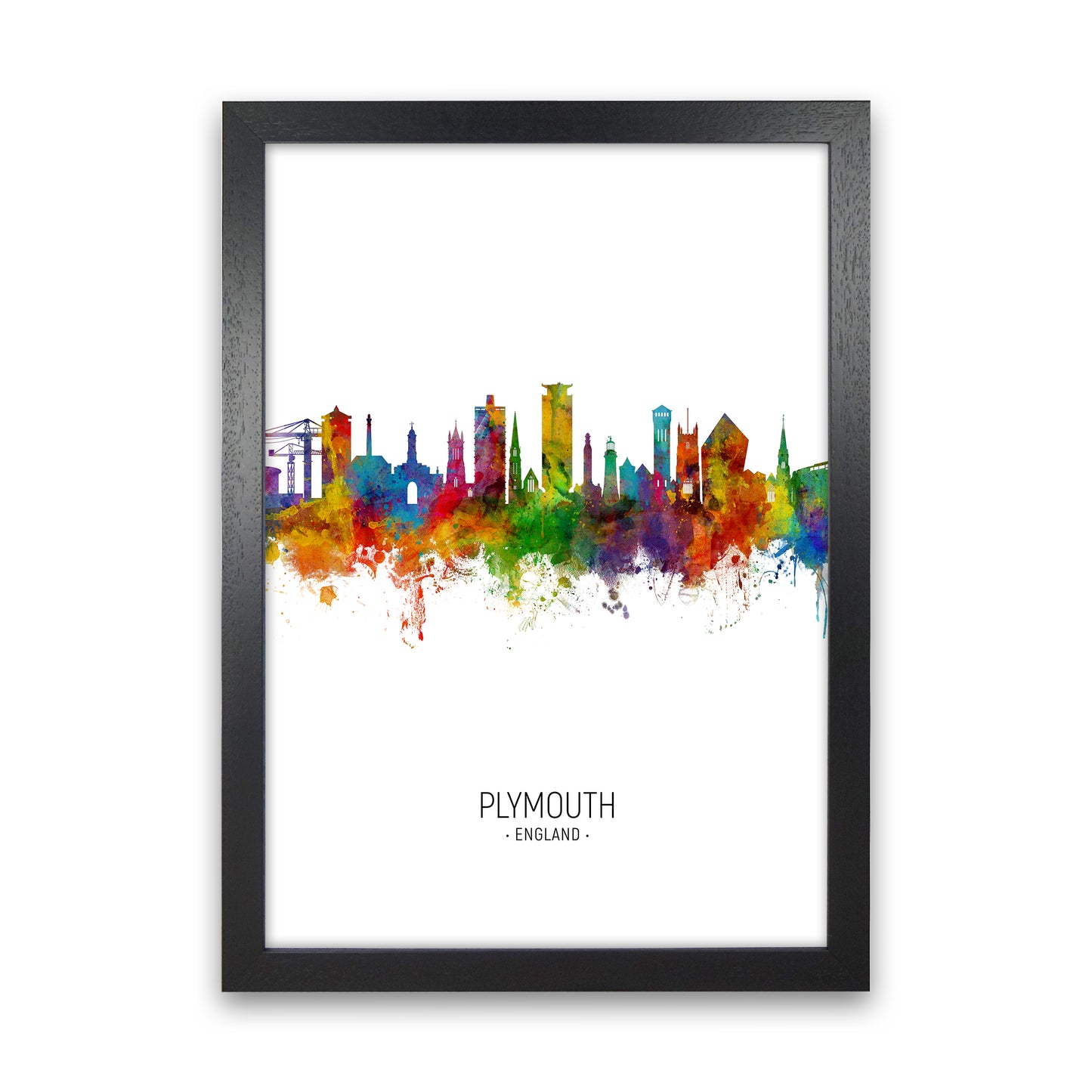 Plymouth England Skyline Portrait Art Print by Michael Tompsett Black Grain