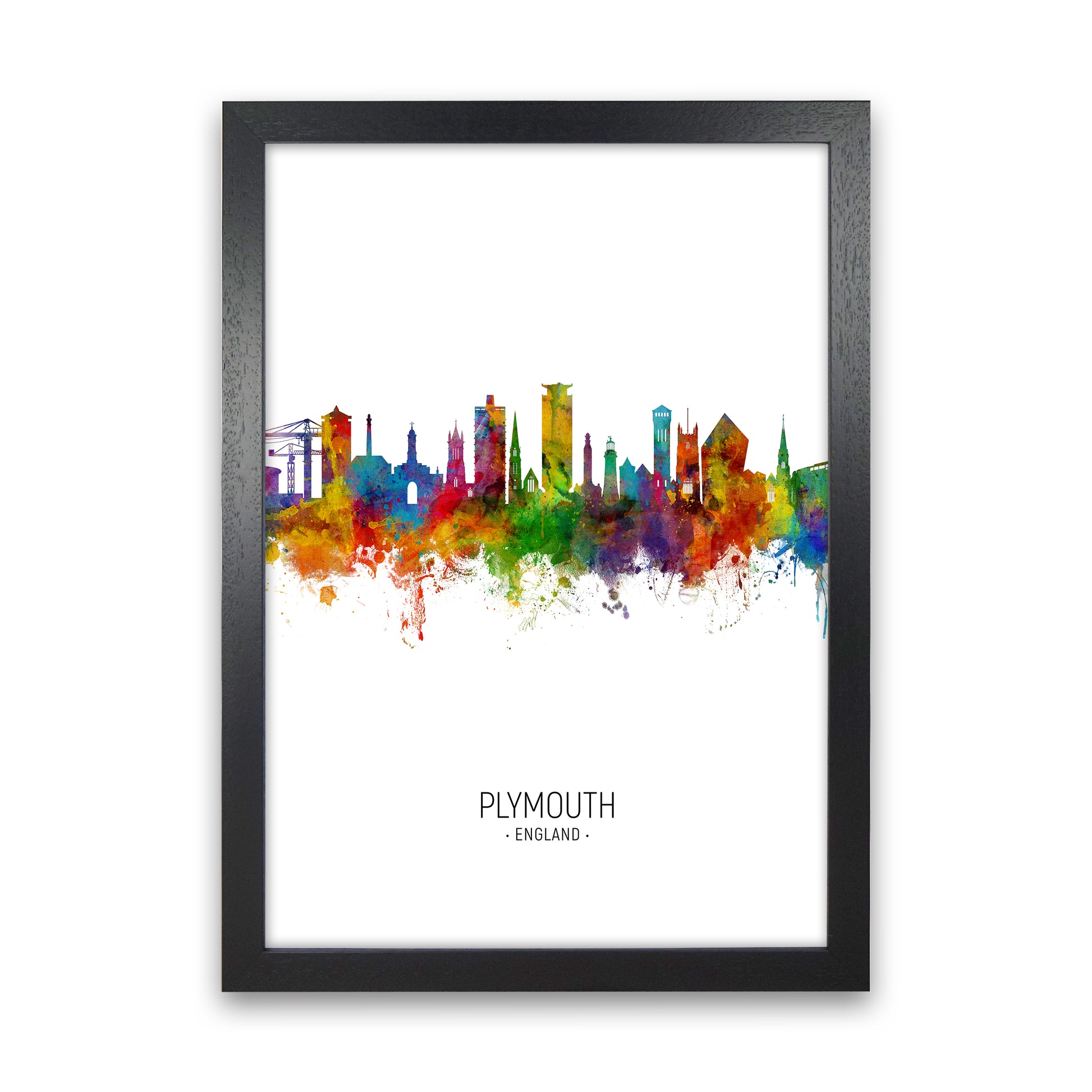 Plymouth England Skyline Portrait Art Print by Michael Tompsett Black Grain