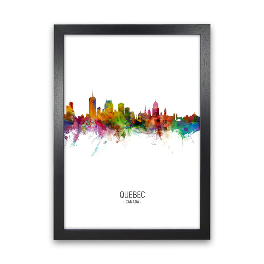 Quebec Canada Skyline Portrait Art Print by Michael Tompsett Black Grain