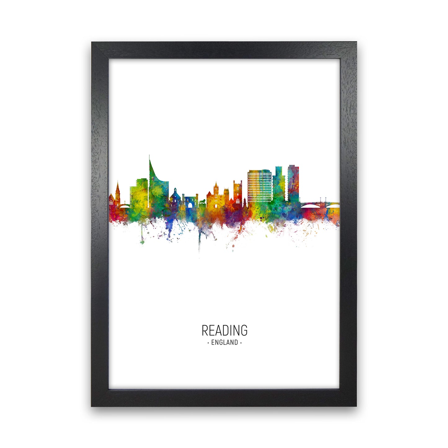 Reading England Skyline Portrait Art Print by Michael Tompsett Black Grain
