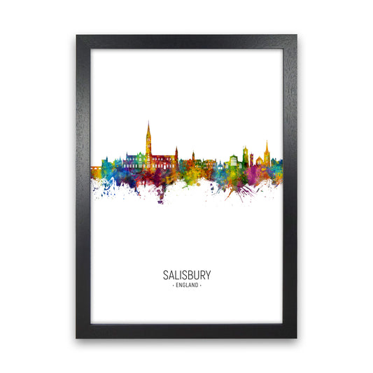 Salisbury England Skyline Portrait Art Print by Michael Tompsett Black Grain