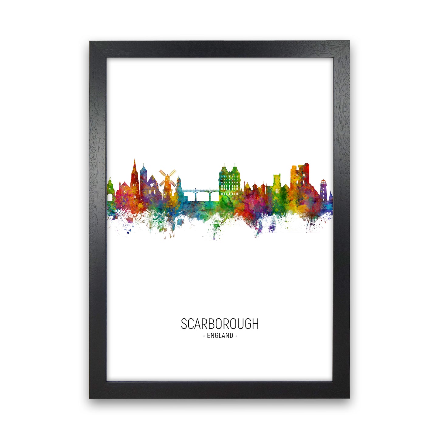 Scarborough England Skyline Portrait Art Print by Michael Tompsett Black Grain