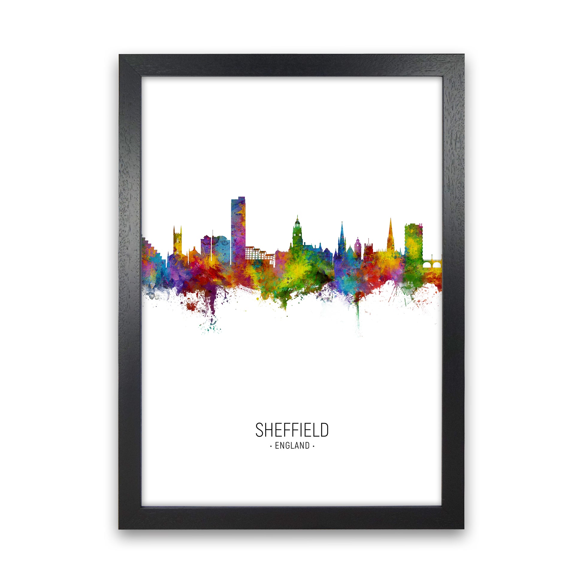 Sheffield England Skyline Portrait Art Print by Michael Tompsett Black Grain