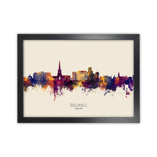 Solihull England Skyline Autumn City Name Art Print by Michael Tompsett Black Grain