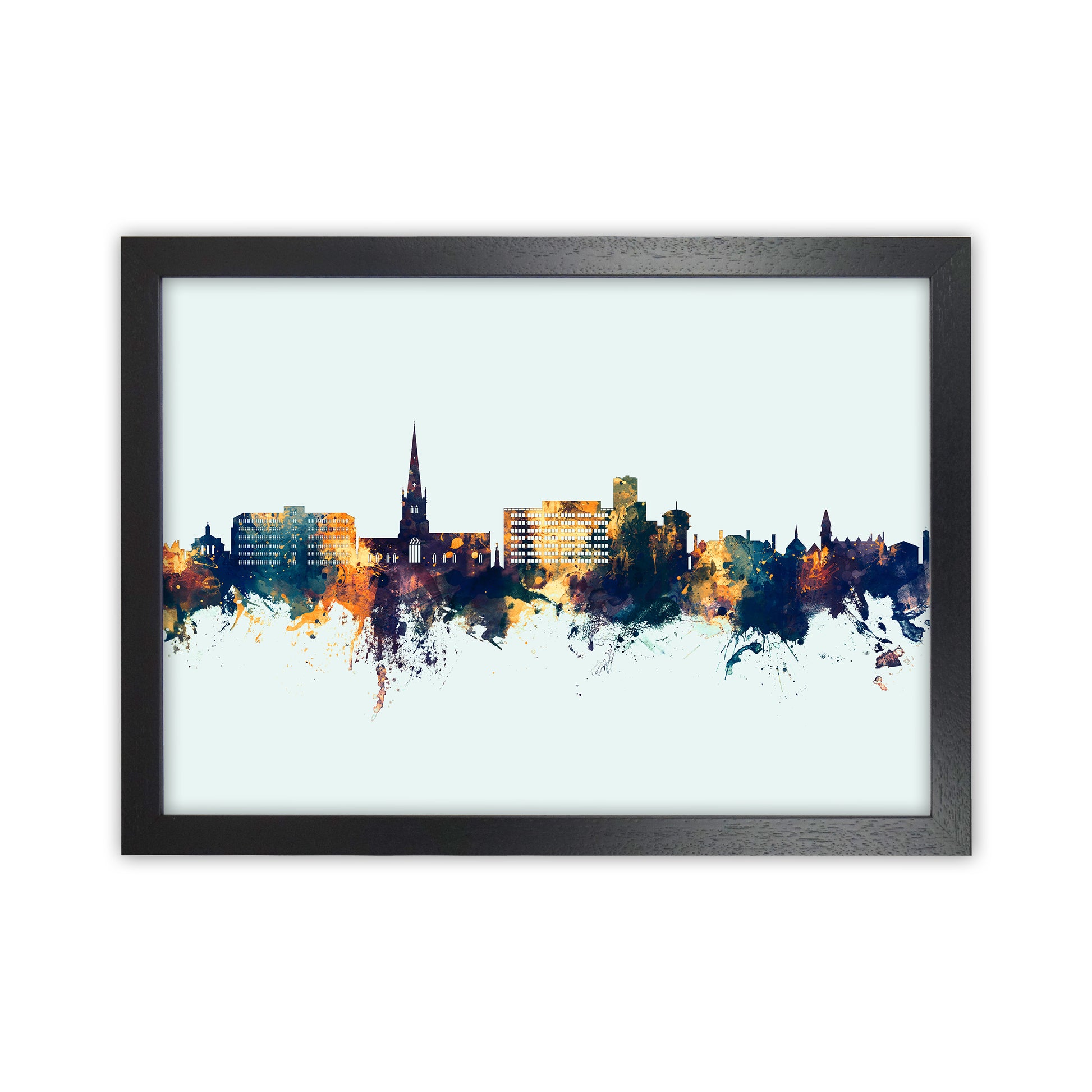 Solihull England Skyline Blue Orange Art Print by Michael Tompsett Black Grain