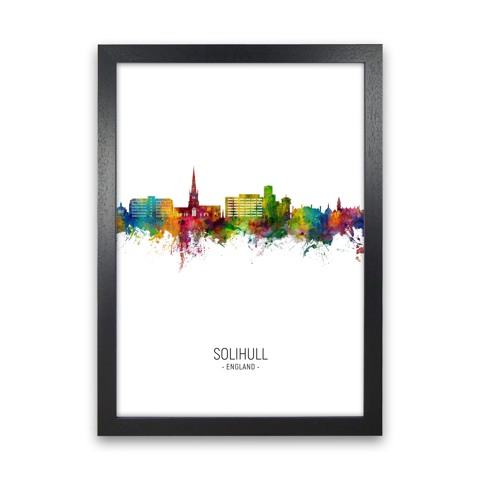 Solihull England Skyline Portrait Art Print by Michael Tompsett Black Grain