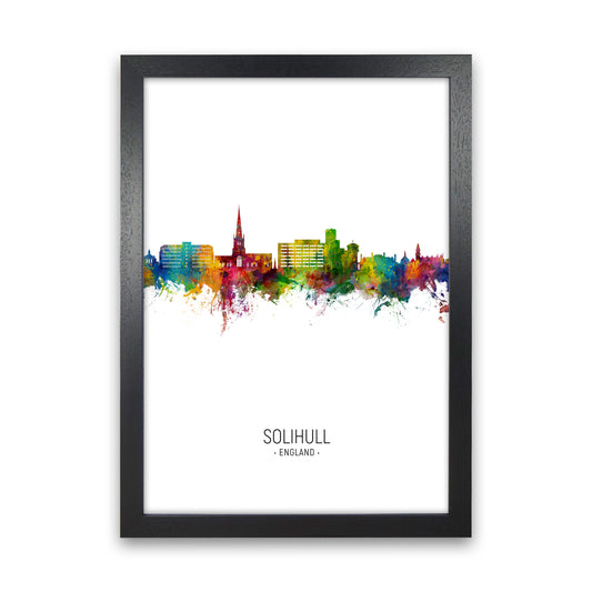 Solihull England Skyline Portrait Art Print by Michael Tompsett Black Grain