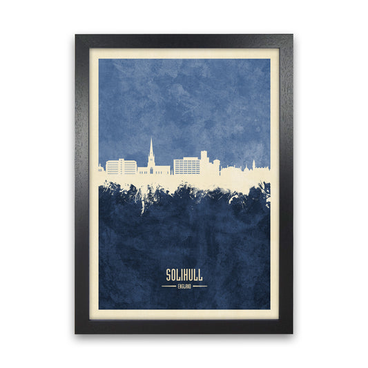 Solihull England Skyline Portrait Navy Art Print by Michael Tompsett Black Grain