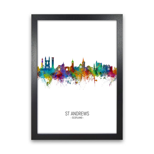 St Andrews Scotland Skyline Portrait Art Print by Michael Tompsett Black Grain