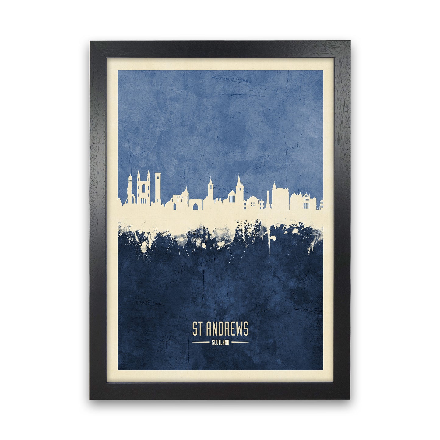 St Andrews Scotland Skyline Portrait Navy Art Print by Michael Tompsett Black Grain