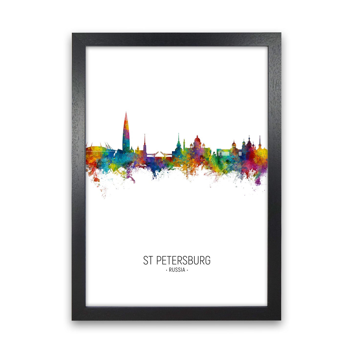 St Petersburg Russia Skyline Portrait Art Print by Michael Tompsett Black Grain