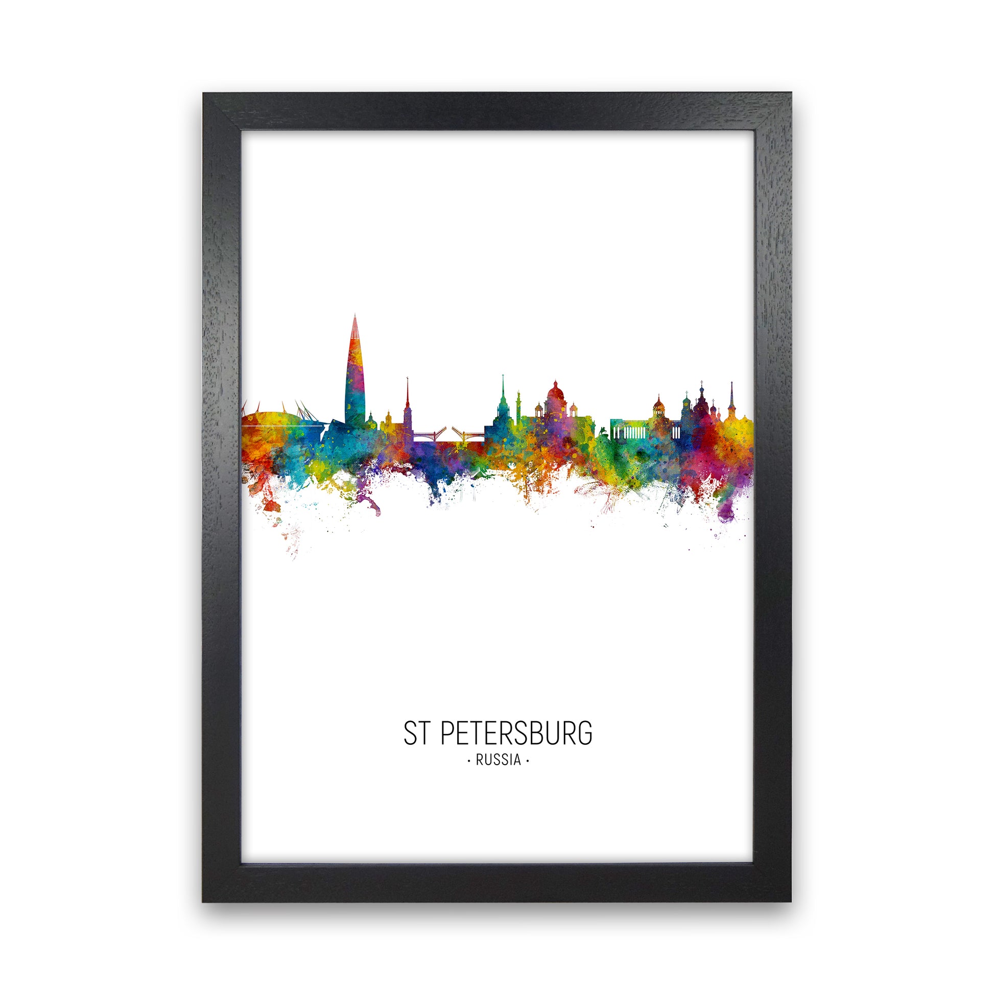 St Petersburg Russia Skyline Portrait Art Print by Michael Tompsett Black Grain