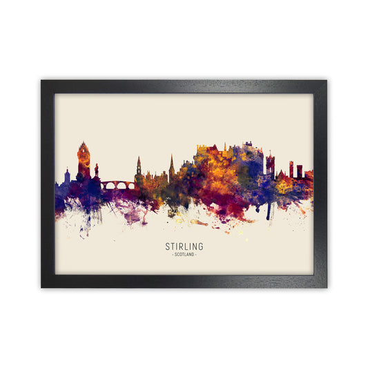 Stirling Scotland Skyline Autumn City Name Art Print by Michael Tompsett Black Grain