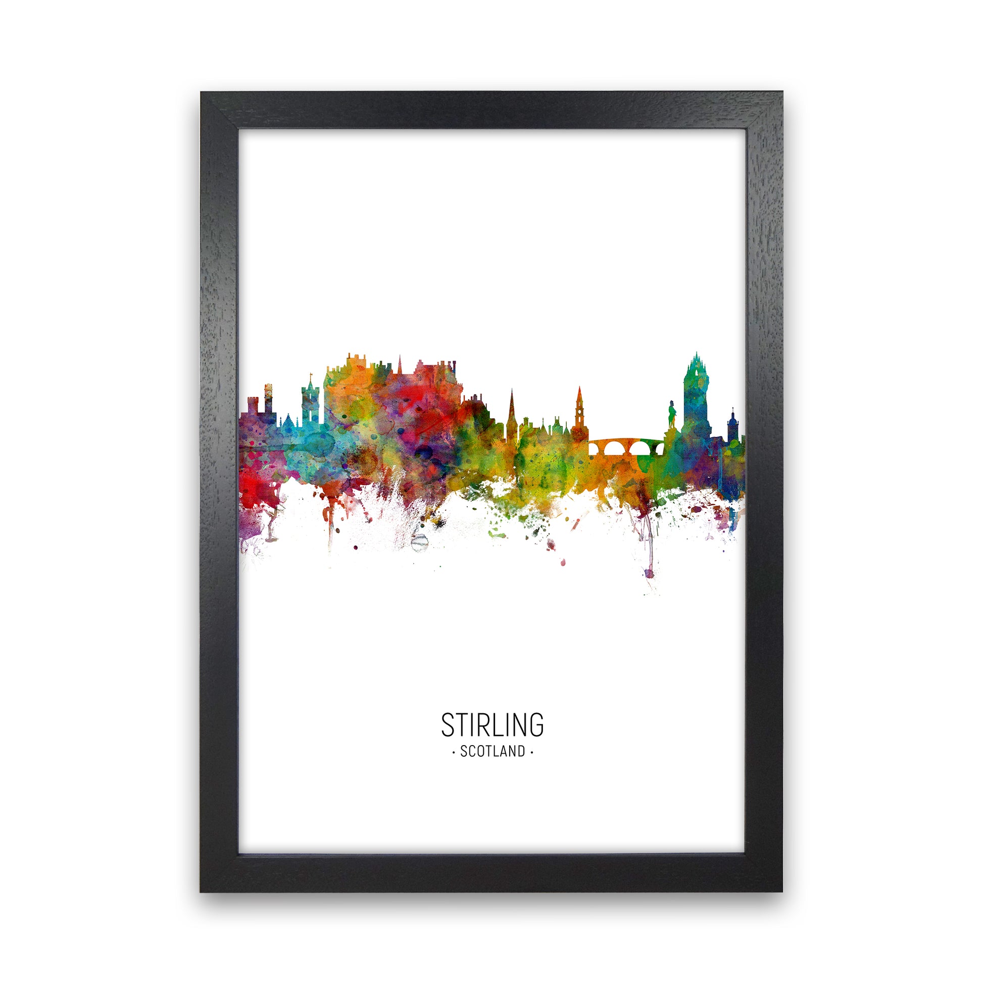 Stirling Scotland Skyline Portrait Art Print by Michael Tompsett Black Grain