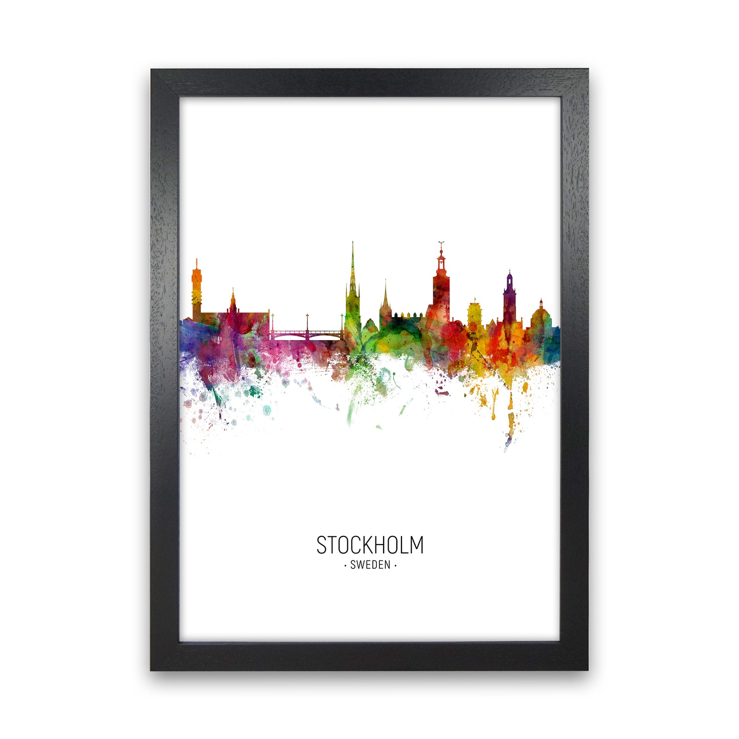Stockholm Sweden Skyline Portrait Art Print by Michael Tompsett Black Grain