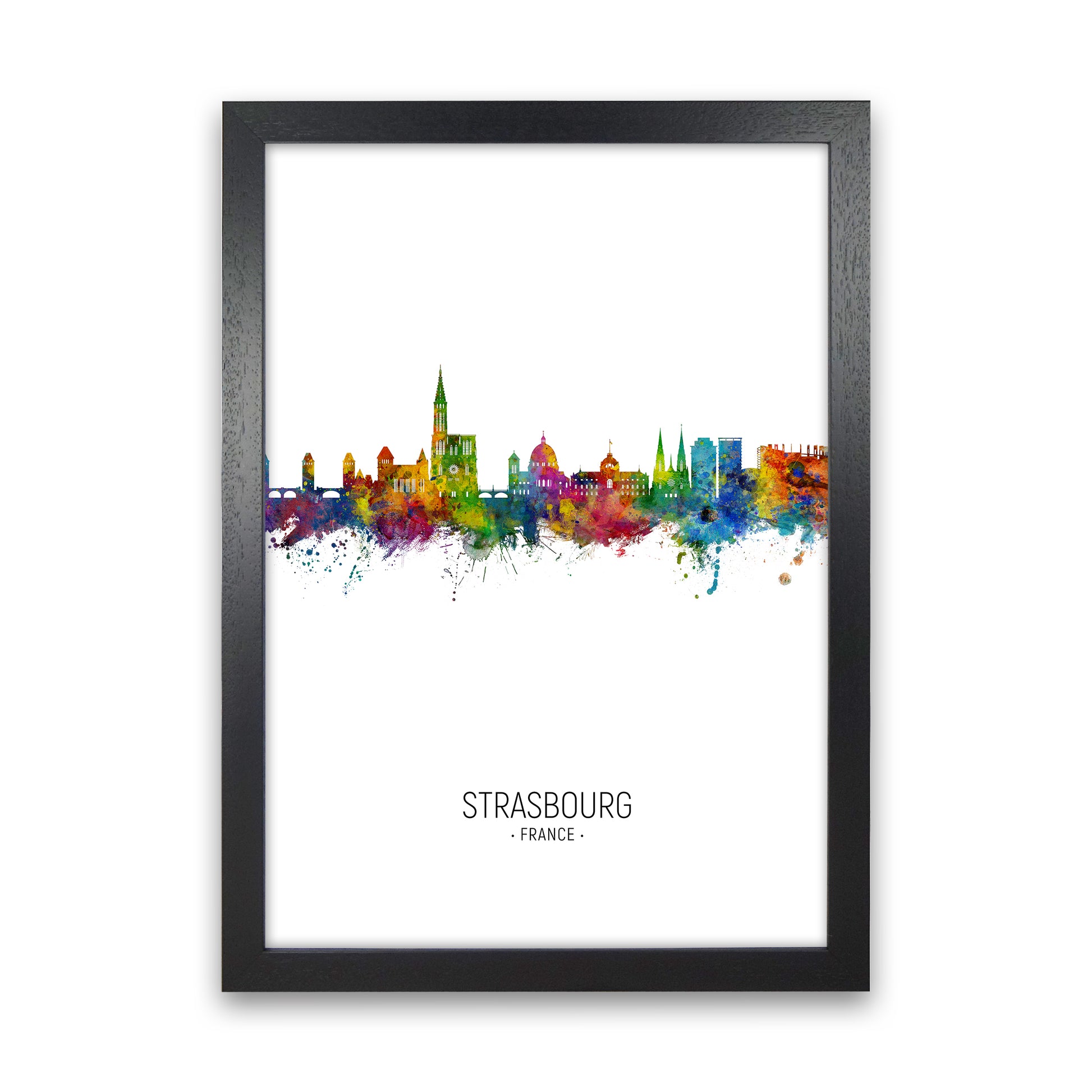 Strasbourg France Skyline Portrait Art Print by Michael Tompsett Black Grain