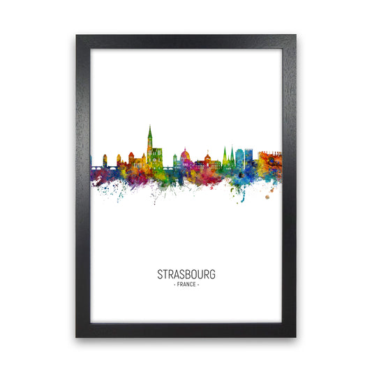 Strasbourg France Skyline Portrait Art Print by Michael Tompsett Black Grain