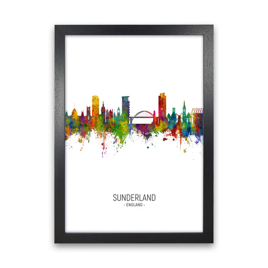 Sunderland England Skyline Portrait Art Print by Michael Tompsett Black Grain
