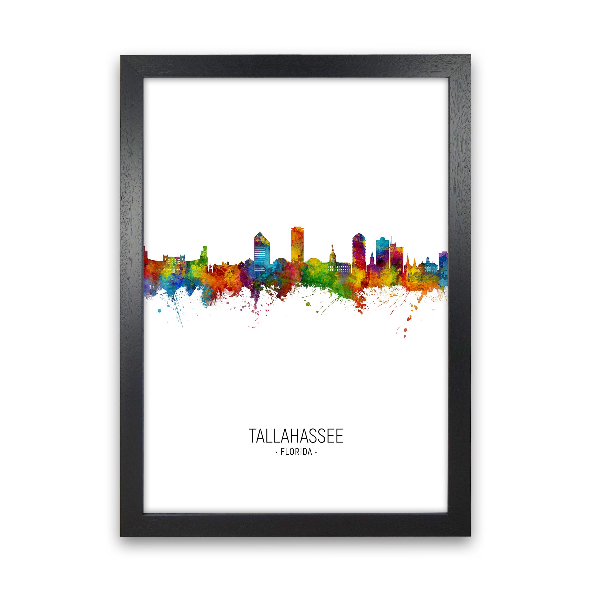 Tallahassee Florida Skyline Portrait Art Print by Michael Tompsett Black Grain