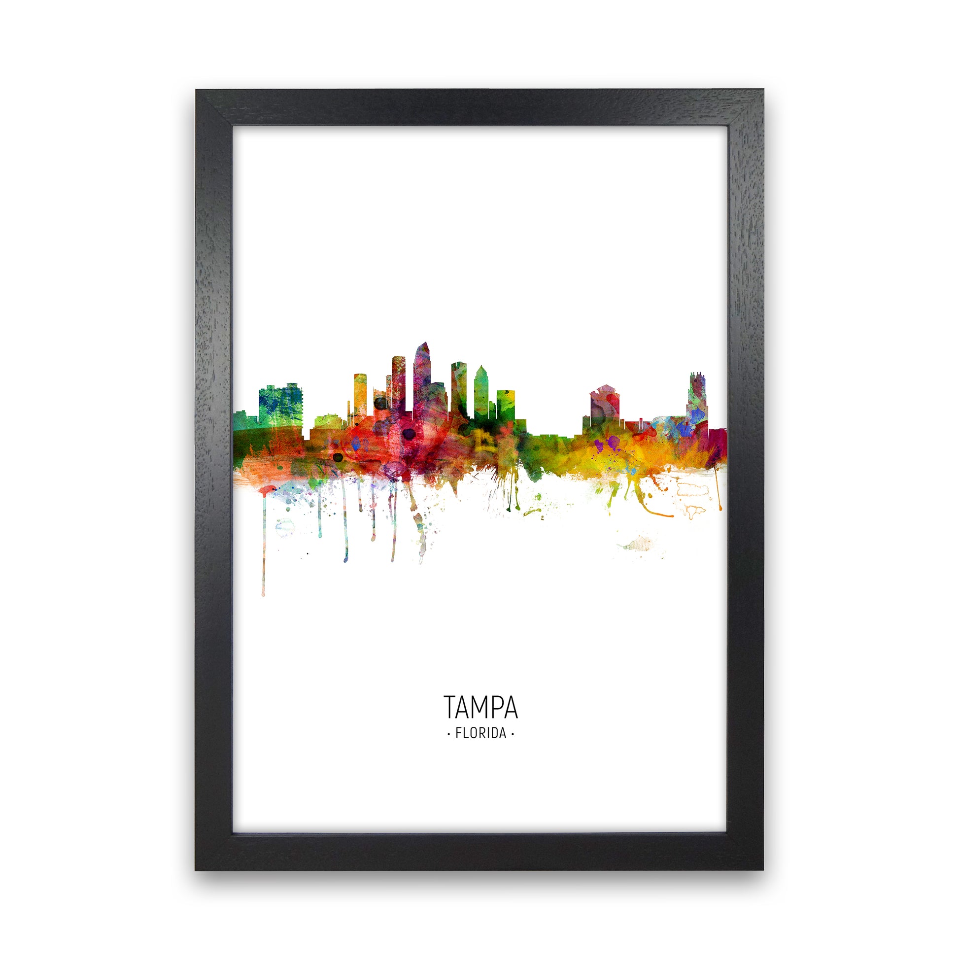 Tampa Florida Skyline Portrait Art Print by Michael Tompsett Black Grain