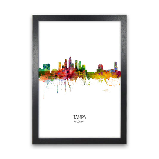 Tampa Florida Skyline Portrait Art Print by Michael Tompsett Black Grain