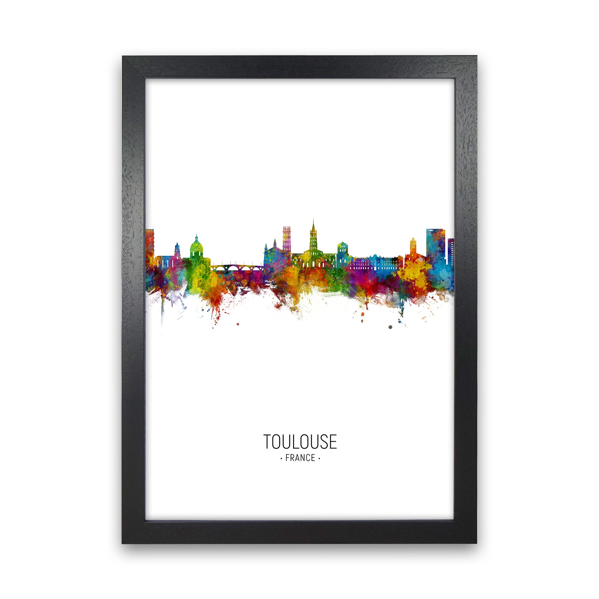 Toulouse France Skyline Portrait Art Print by Michael Tompsett Black Grain