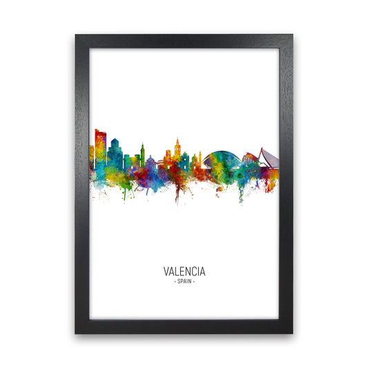 Valencia Spain Skyline Portrait Art Print by Michael Tompsett Black Grain
