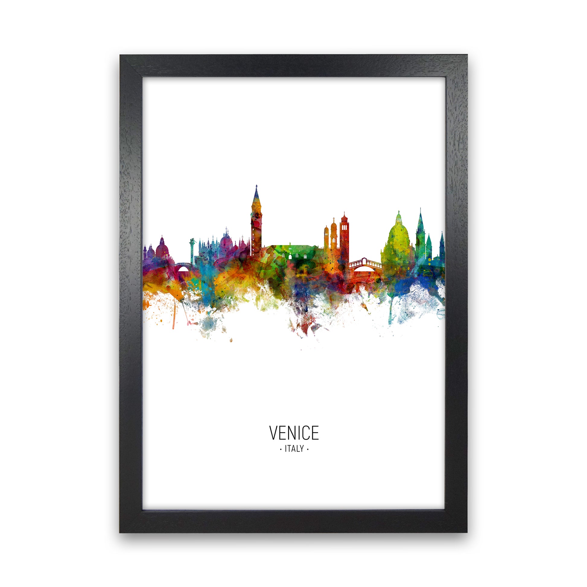 Venice Italy Skyline Portrait Art Print by Michael Tompsett Black Grain