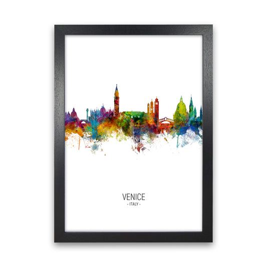 Venice Italy Skyline Portrait Art Print by Michael Tompsett Black Grain