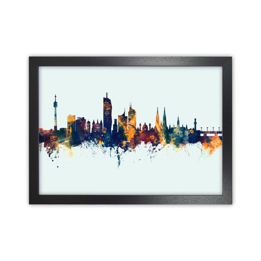 Vienna Austria Skyline Blue Orange Art Print by Michael Tompsett Black Grain