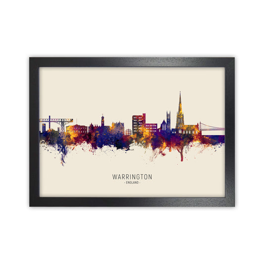 Warrington England Skyline Autumn City Name Art Print by Michael Tompsett Black Grain