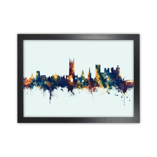 Warwick England Skyline Blue Orange Art Print by Michael Tompsett Black Grain