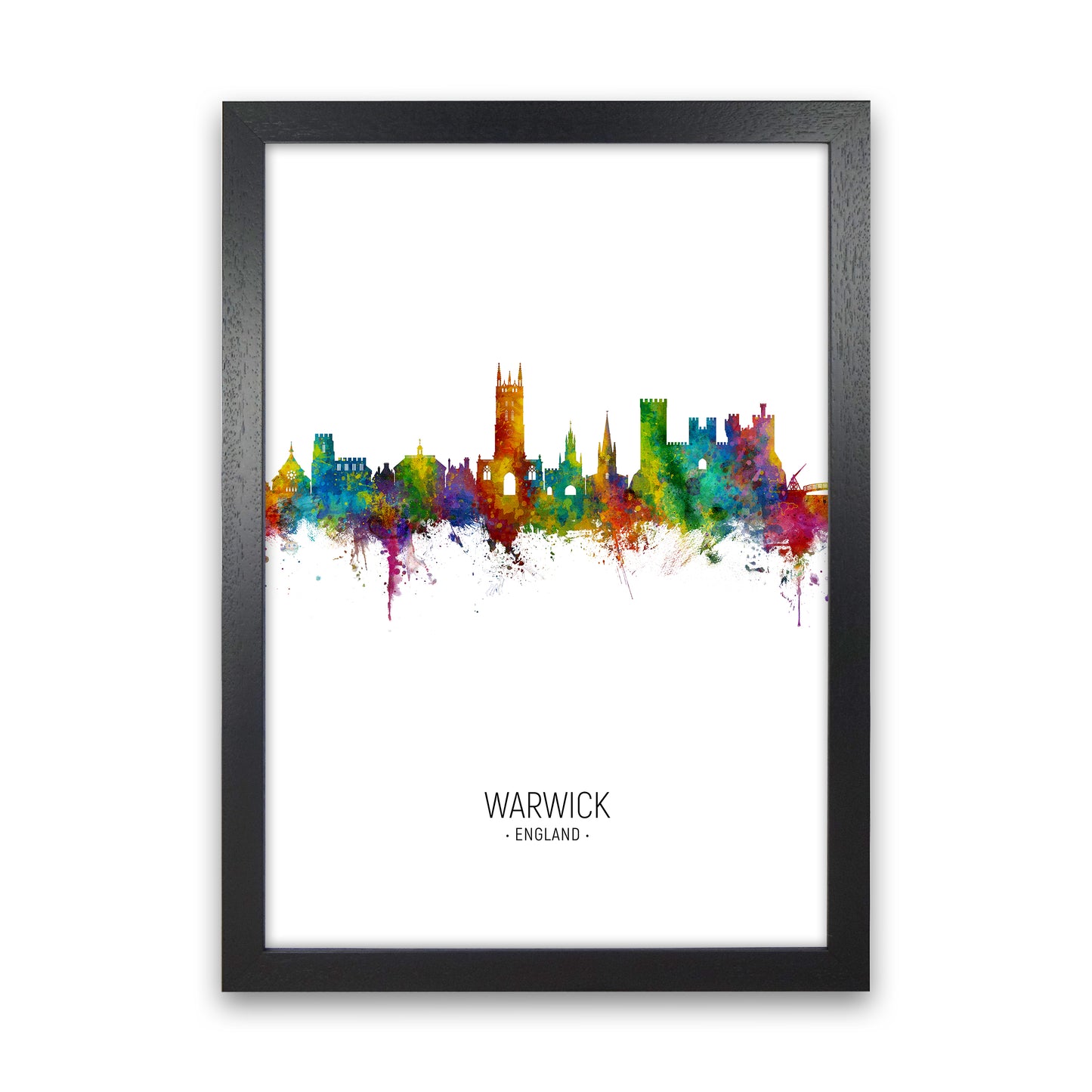 Warwick England Skyline Portrait Art Print by Michael Tompsett Black Grain