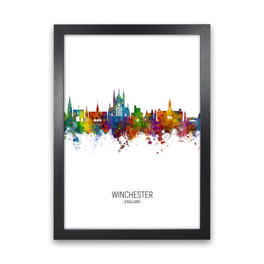 Winchester England Skyline Portrait Art Print by Michael Tompsett Black Grain