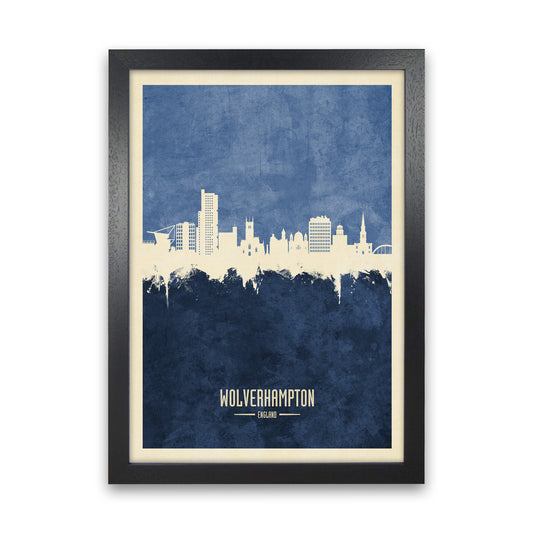 Wolverhampton England Skyline Portrait Navy Art Print by Michael Tompsett Black Grain