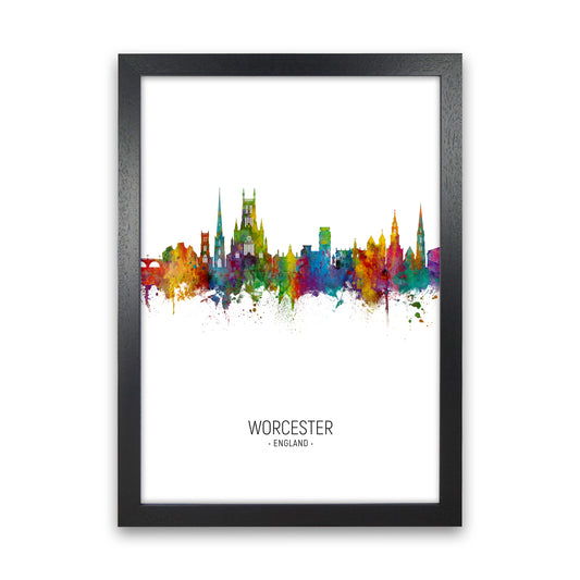 Worcester England Skyline Portrait Art Print by Michael Tompsett Black Grain