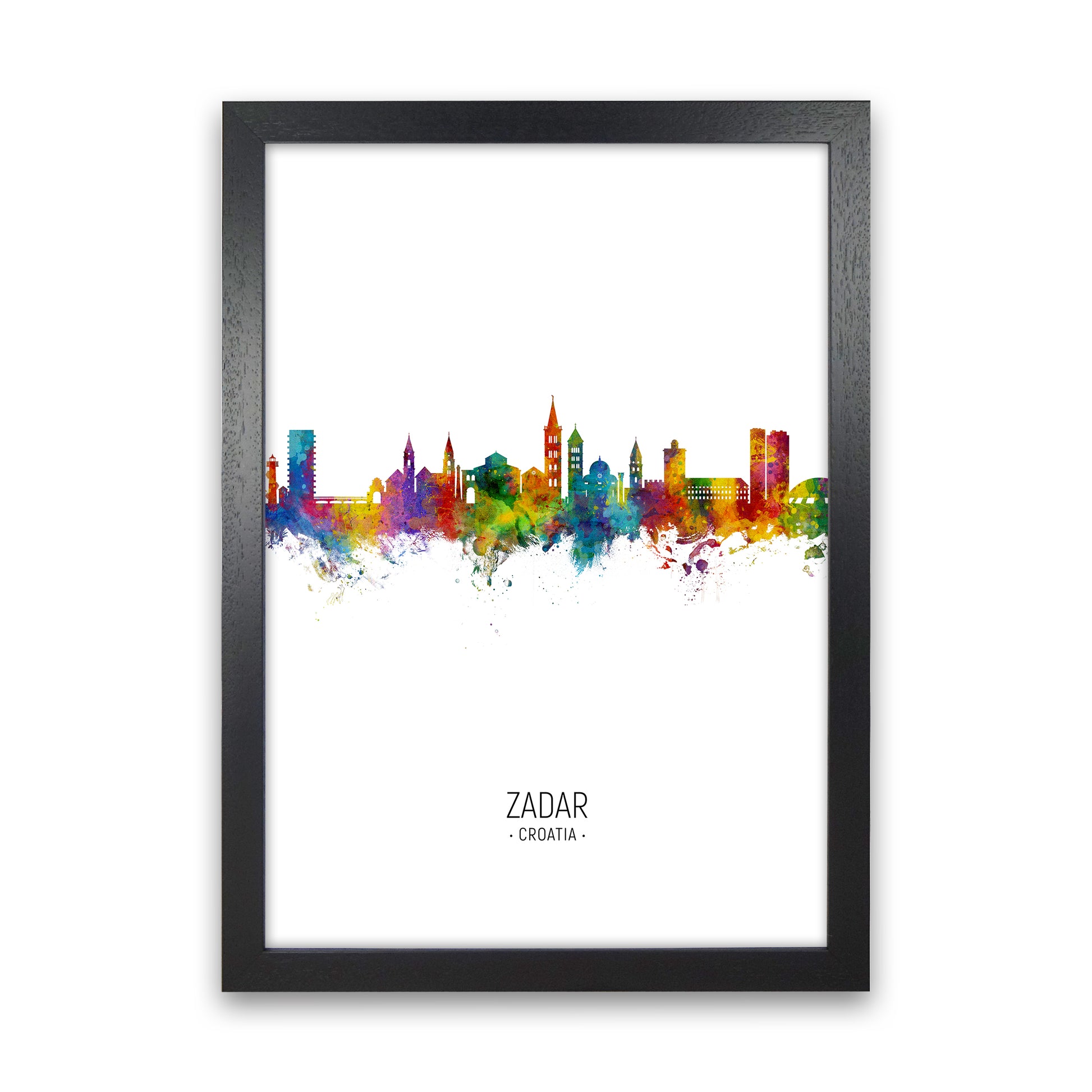 Zadar Croatia Skyline Portrait Art Print by Michael Tompsett Black Grain