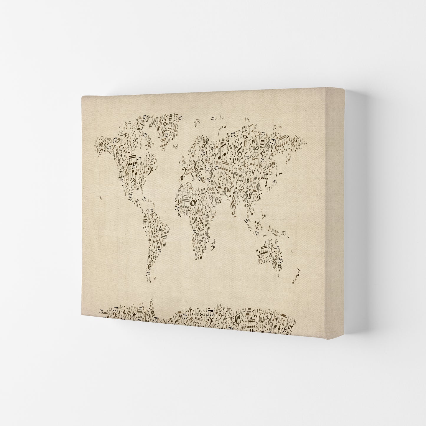 Music Notes Map of the World Art Print by Michael Tompsett Canvas