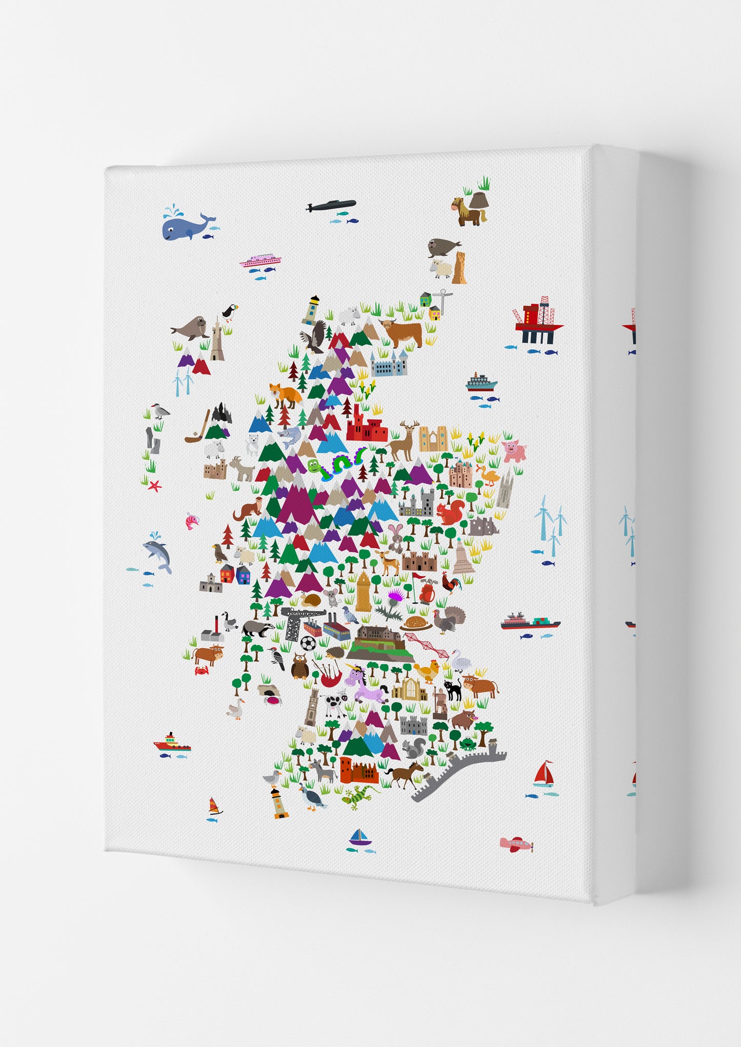 Animal Map of Scotland Nursery Print by Michael Tompsett Canvas